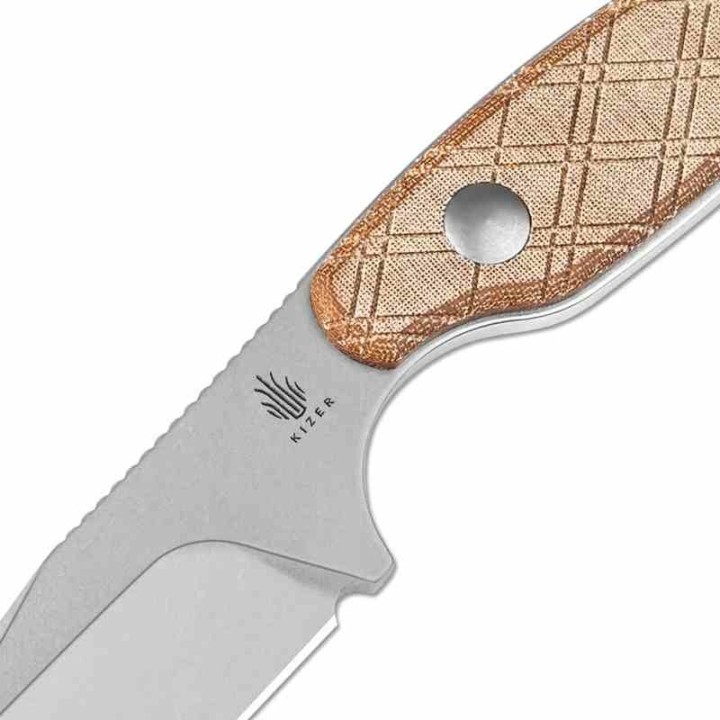 Couteau Kizer Muskrat Brown Manche Micarta Lame Acier 154CM Etui Kydex KI1064C1 - Livraison Gratuite