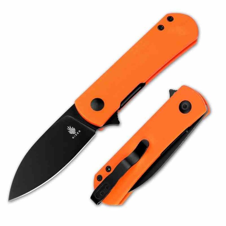 Couteau Kizer Yorkie Orange Manche G10 Lame Acier NitroV Liner Lock Clip KIV3525A2 - Livraison Gratuite