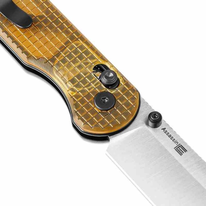 Couteau Kizer Assassin PEI Yellow Lame Acir Nitro V Black Clutch Lock Clip KIV3549A1- Livraison Gratuite