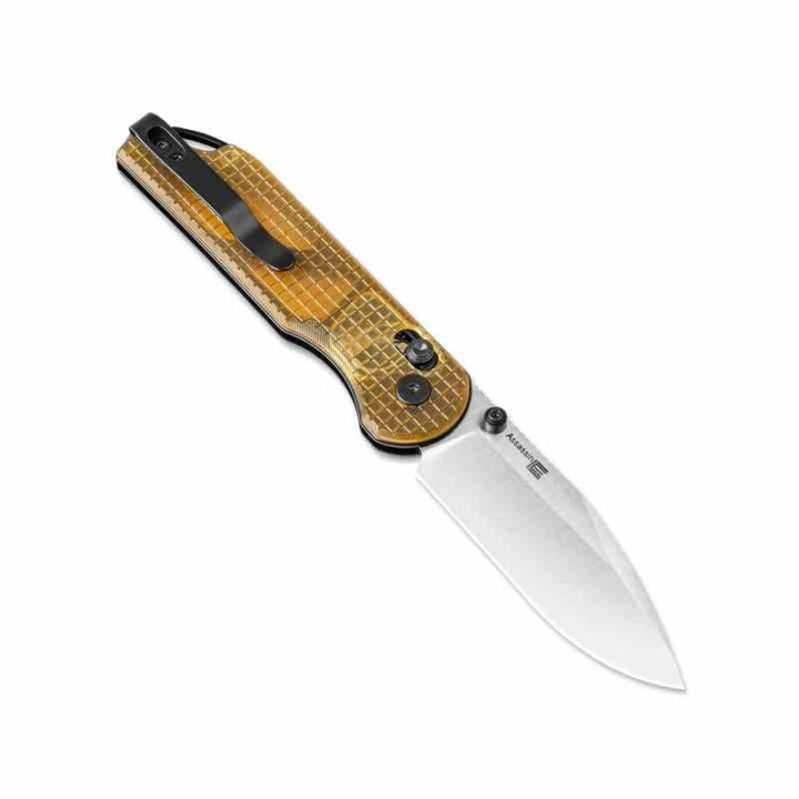 Couteau Kizer Assassin PEI Yellow Lame Acir Nitro V Black Clutch Lock Clip KIV3549A1- Livraison Gratuite
