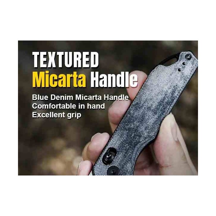 Couteau Kizer Assassin Blue Denim Lame Acier Nitro V Manche Micarta Clutch Lock Clip KIV3549A2 - Livraison Gratuite