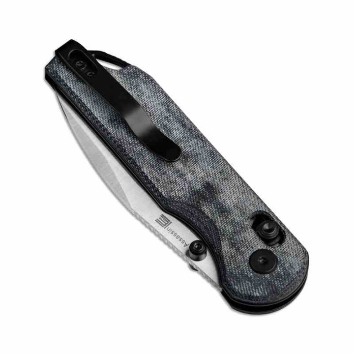 Couteau Kizer Assassin Blue Denim Lame Acier Nitro V Manche Micarta Clutch Lock Clip KIV3549A2 - Livraison Gratuite