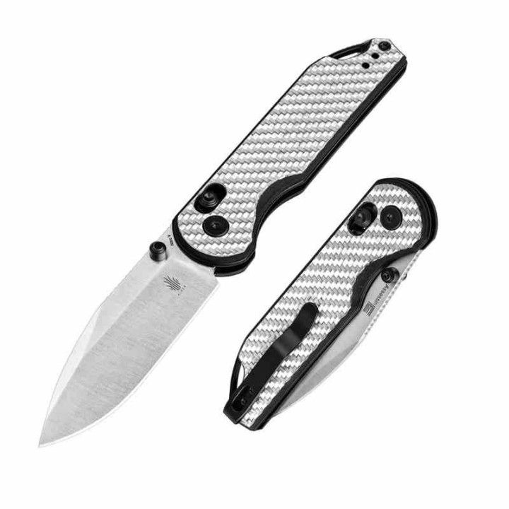 Couteau Kizer Assassin Silver&Black Lame Acier Nitro V Manche G10/FCarbone Clutch Lock Clip KIV3549A3 - Livraison Gratuite