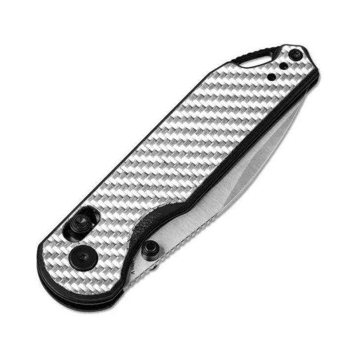 Couteau Kizer Assassin Silver&Black Lame Acier Nitro V Manche G10/FCarbone Clutch Lock Clip KIV3549A3 - Livraison Gratuite