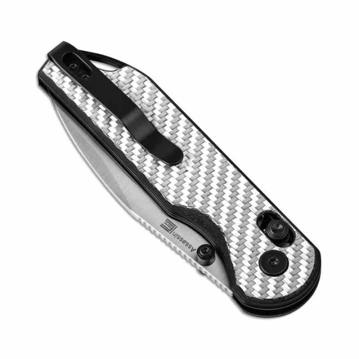 Couteau Kizer Assassin Silver&Black Lame Acier Nitro V Manche G10/FCarbone Clutch Lock Clip KIV3549A3 - Livraison Gratuite