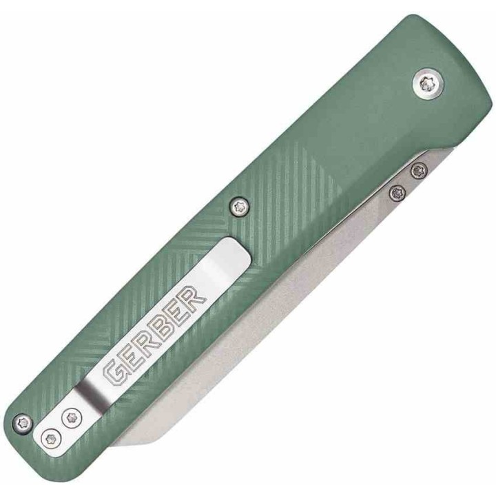 Couteau Gerber Pledge Baltic Haze Lame Wharncliffe Acier 7Cr17MoV Manche GRN Linerlock Clip G1067526 - Livraison Gratuite