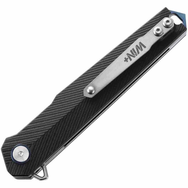 Couteau Win+ Black Manche G10 Lame Tanto Acier D2 Satin Linerlock Clip WPK3395GB - Livraison Gratuite