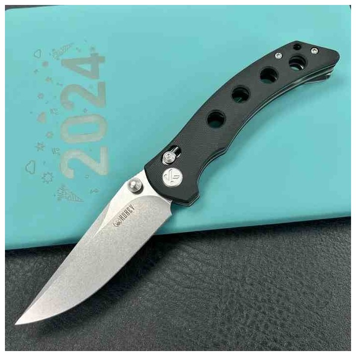 Couteau Kubey Hound Black Manche G-10 Lame Acier 14C28N Crossbar Lock Clip KUB172A - Livraison Gratuite