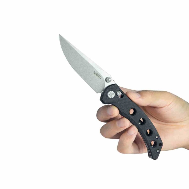 Couteau Kubey Hound Black Manche G-10 Lame Acier 14C28N Crossbar Lock Clip KUB172A - Livraison Gratuite