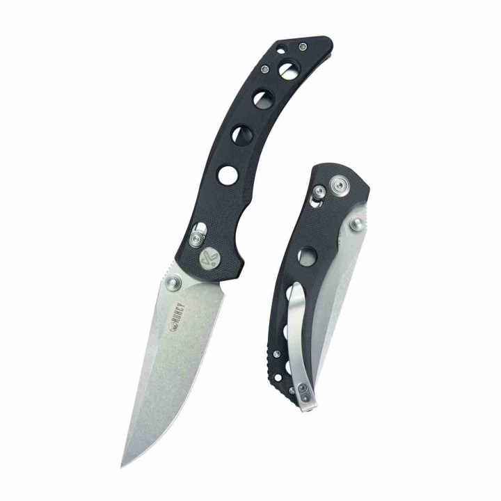 Couteau Kubey Hound Black Manche G-10 Lame Acier 14C28N Crossbar Lock Clip KUB172A - Livraison Gratuite