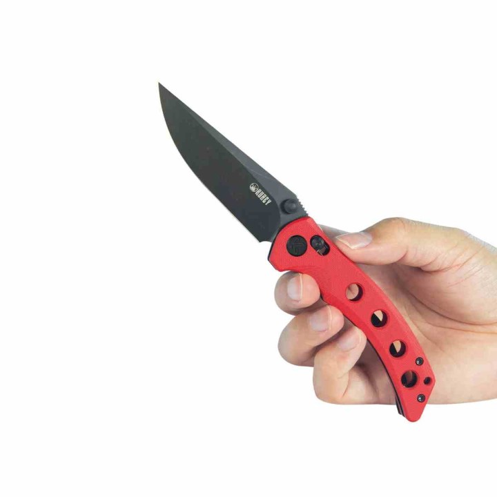Couteau Kubey Hound Red Manche G-10 Lame Acier 14C28N Crossbar Lock Clip KUB172E - Livraison Gratuite