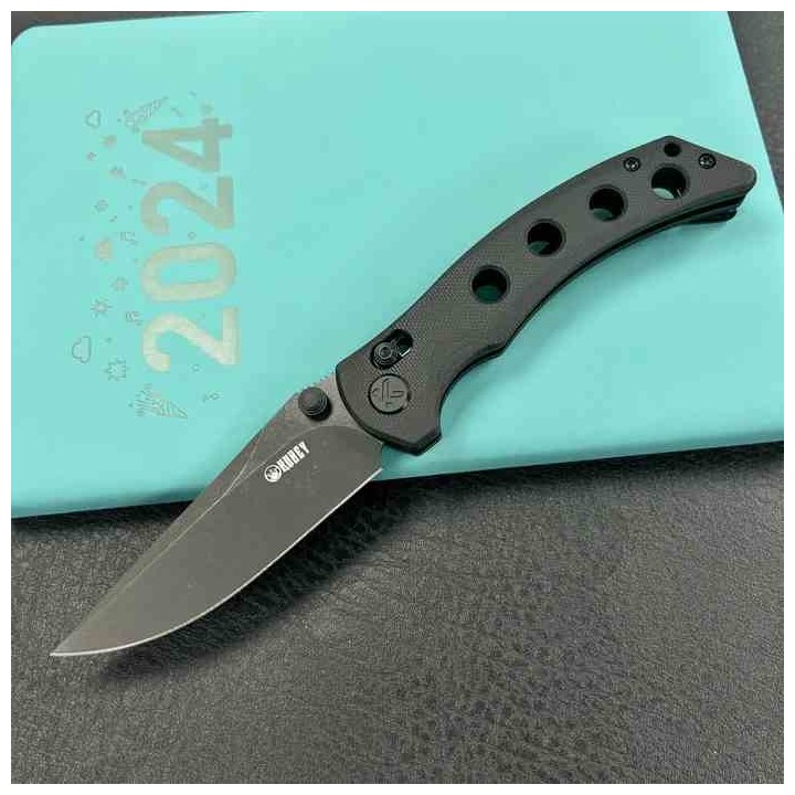Couteau Kubey Hound Black Manche G-10 Lame Acier 14C28N Crossbar Lock Clip KUB172B - Livraison Gratuite