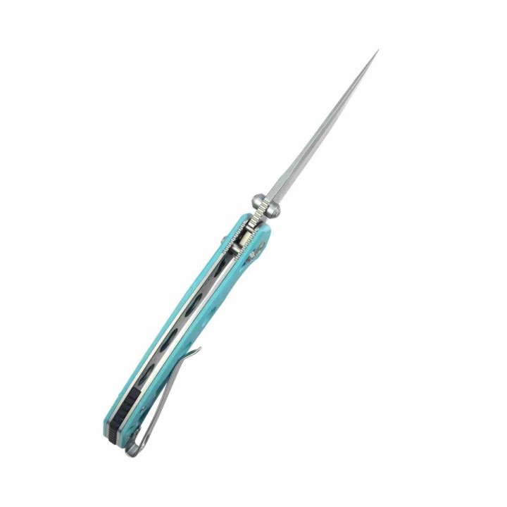 Couteau Kubey Hound Tiffany Blue Manche G-10 Lame Acier 14C28N Crossbar Lock Clip KUB172C - Livraison Gratuite