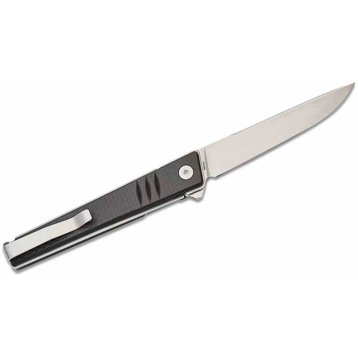 Couteau Real Steel Kikashi Black Manche G10/Carbon Fiber Lame Acier 14C28N SW IKBS Linerlock Clip RS8071CS - Livraison Gratuite