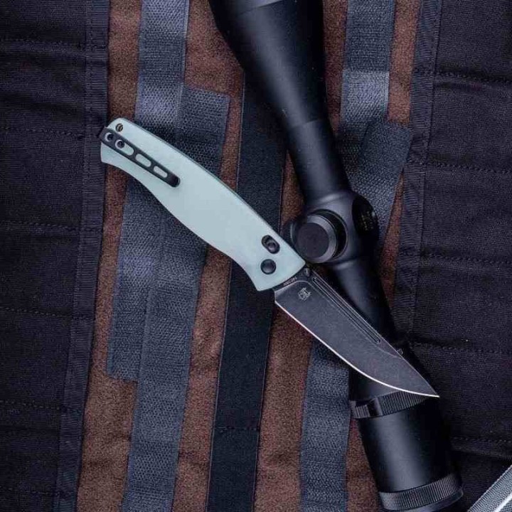 Couteau Real Steel Pathfinder Jade Manche G10 Lame Drop Point Acier 14C28N Slide Lock Clip RS7851NB - Livraison Gratuite