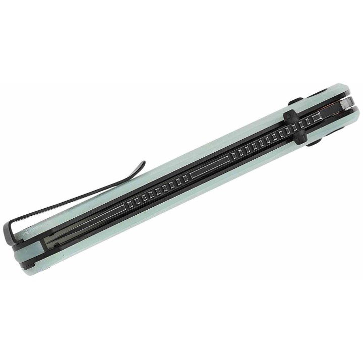 Couteau Real Steel Pathfinder Jade Manche G10 Lame Drop Point Acier 14C28N Slide Lock Clip RS7851NB - Livraison Gratuite