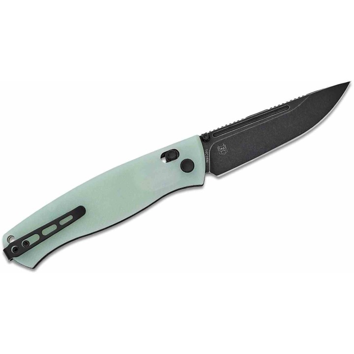 Couteau Real Steel Pathfinder Jade Manche G10 Lame Drop Point Acier 14C28N Slide Lock Clip RS7851NB - Livraison Gratuite