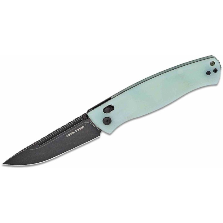 Couteau Real Steel Pathfinder Jade Manche G10 Lame Drop Point Acier 14C28N Slide Lock Clip RS7851NB - Livraison Gratuite