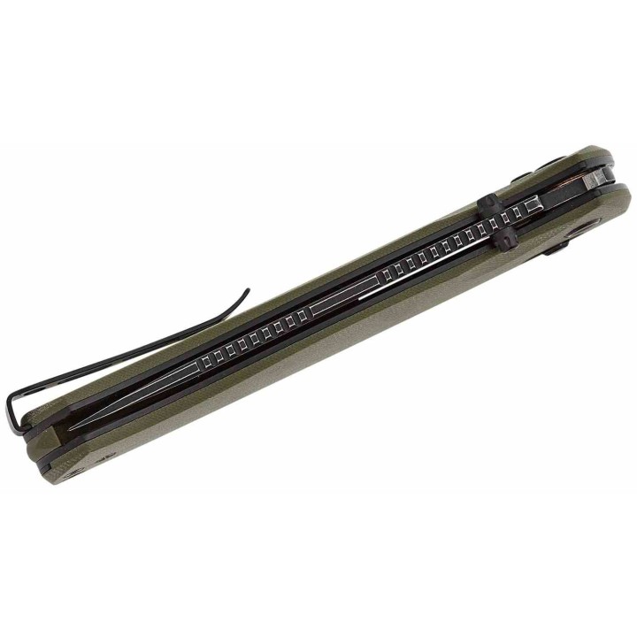 Couteau Real Steel Pathfinder Green Manche G10 Lame Drop Point Acier 14C28N Slide Lock Clip RS7851GB - Livraison Gratuite