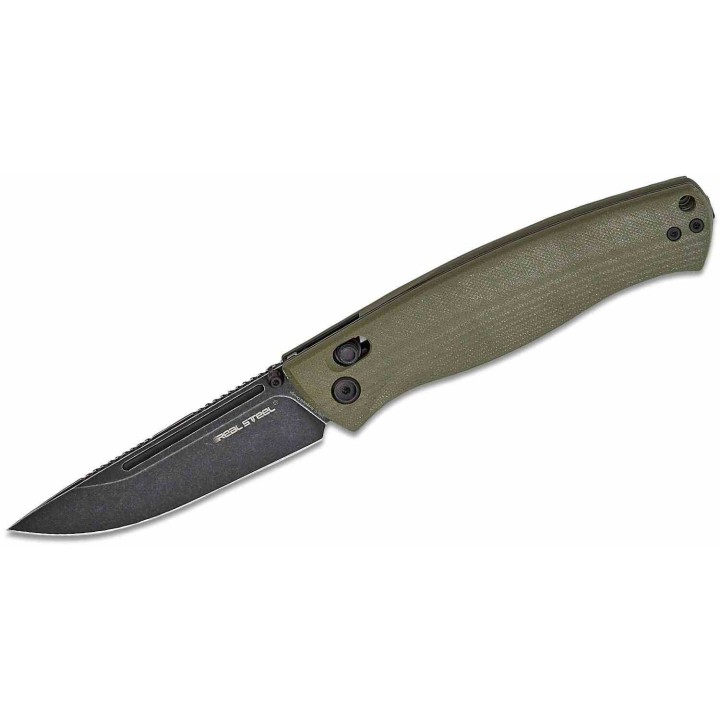 Couteau Real Steel Pathfinder Green Manche G10 Lame Drop Point Acier 14C28N Slide Lock Clip RS7851GB - Livraison Gratuite