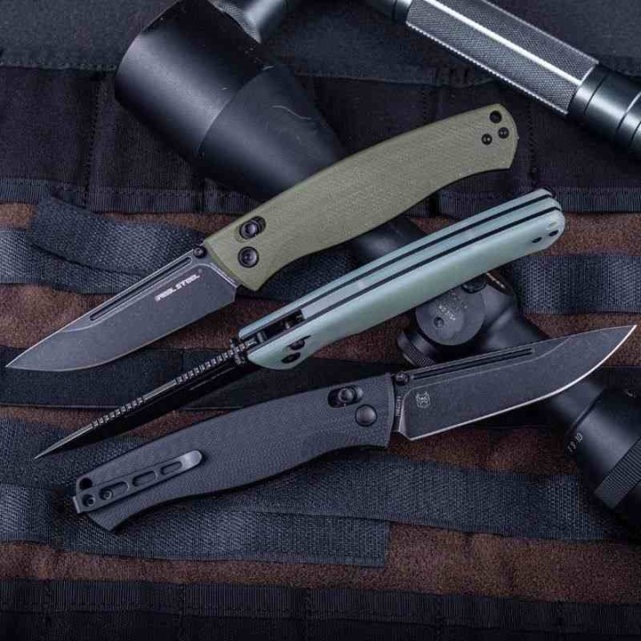Couteau Real Steel Pathfinder Green Manche G10 Lame Drop Point Acier 14C28N Slide Lock Clip RS7851GB - Livraison Gratuite