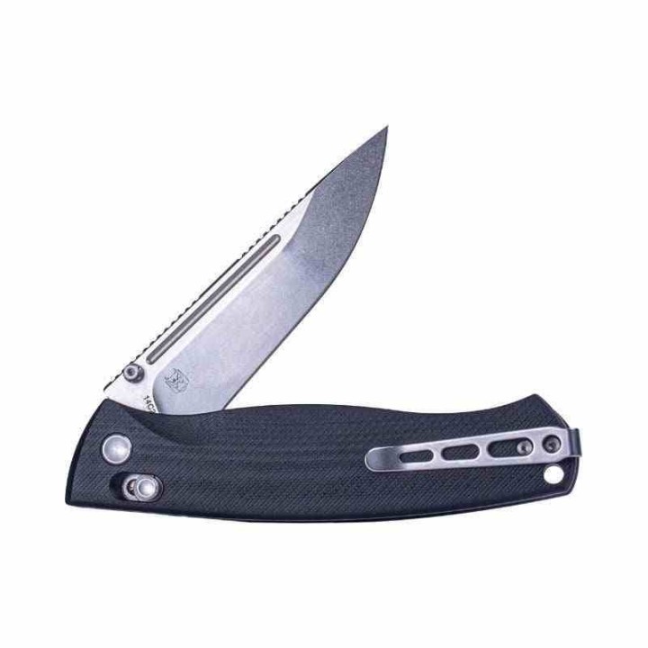 Couteau Real Steel Pathfinder Black Manche G10 Lame Drop Point Acier 14C28N Slide Lock Clip RS7851BS - Livraison Gratuite