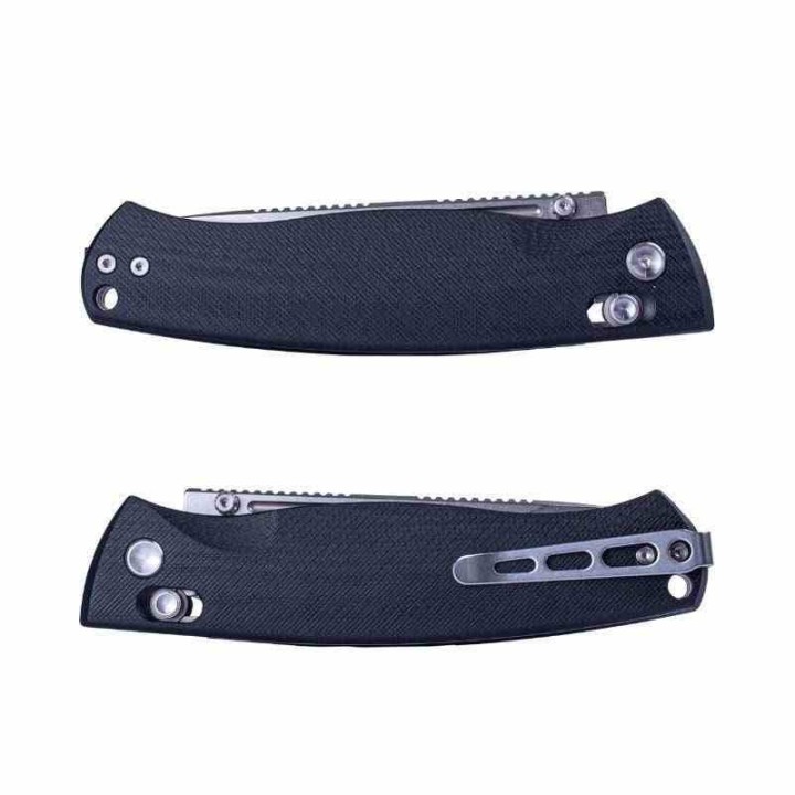 Couteau Real Steel Pathfinder Black Manche G10 Lame Drop Point Acier 14C28N Slide Lock Clip RS7851BS - Livraison Gratuite