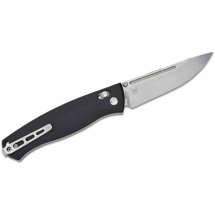 Couteau Real Steel Pathfinder Black Manche G10 Lame Drop Point Acier 14C28N Slide Lock Clip RS7851BS - Livraison Gratuite
