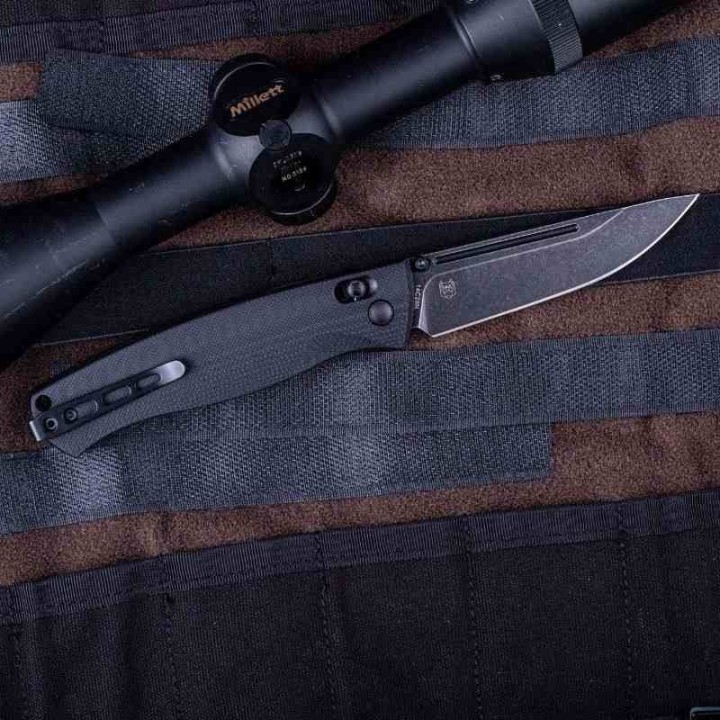 Couteau Real Steel Pathfinder Black Manche G10 Lame Drop Point Acier 14C28N BLK Slide Lock Clip RS7851BB - Livraison Gratuite