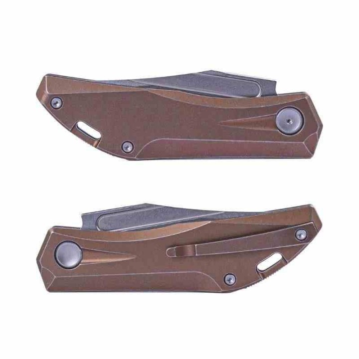 Couteau Real Steel Ventus Bronze Manche Titane Lame Acier N690 SW Slip Joint Clip RS7042 - Livraison Gratuite