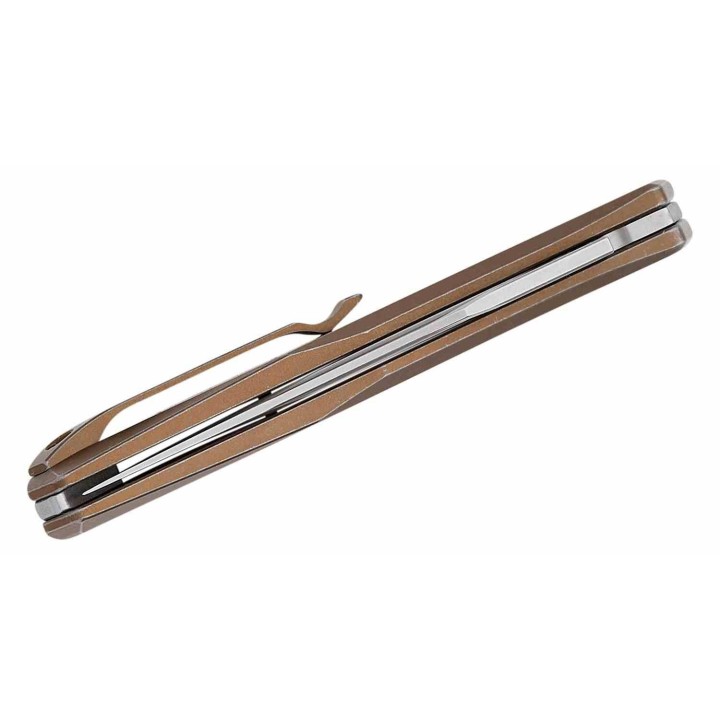 Couteau Real Steel Ventus Bronze Manche Titane Lame Acier N690 SW Slip Joint Clip RS7042 - Livraison Gratuite