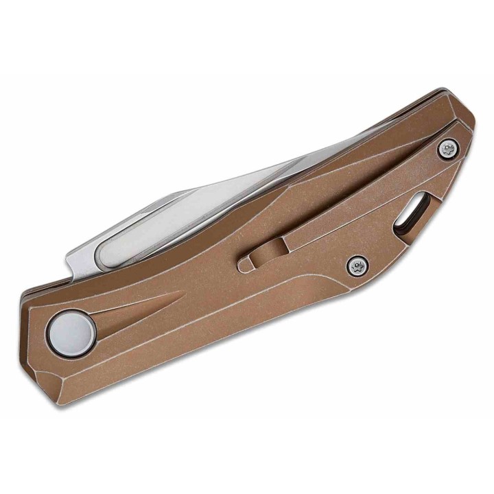 Couteau Real Steel Ventus Bronze Manche Titane Lame Acier N690 SW Slip Joint Clip RS7042 - Livraison Gratuite