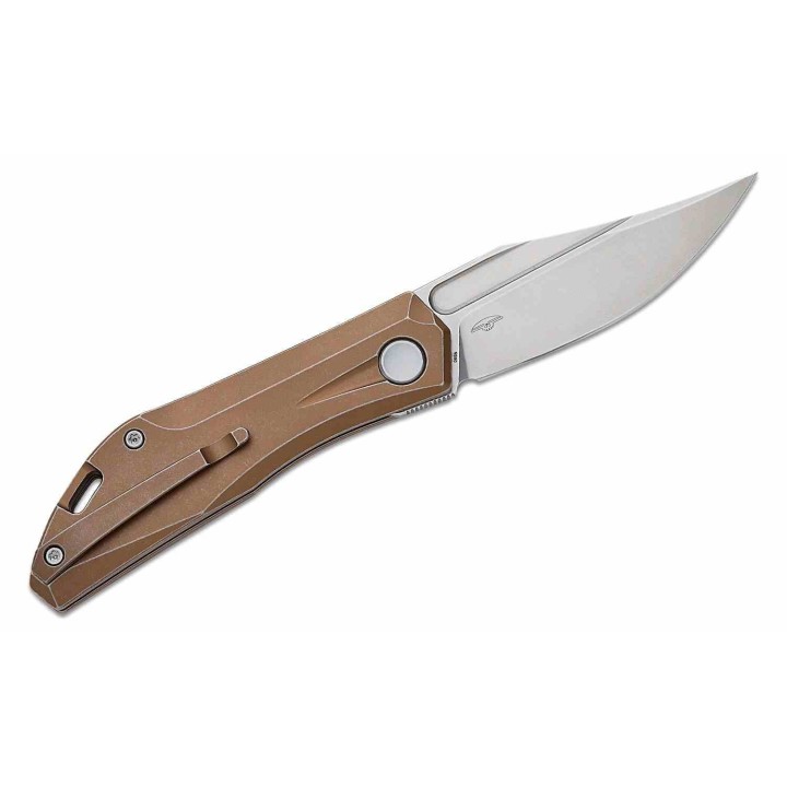 Couteau Real Steel Ventus Bronze Manche Titane Lame Acier N690 SW Slip Joint Clip RS7042 - Livraison Gratuite