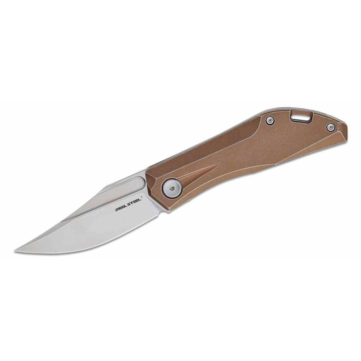Couteau Real Steel Ventus Bronze Manche Titane Lame Acier N690 SW Slip Joint Clip RS7042 - Livraison Gratuite