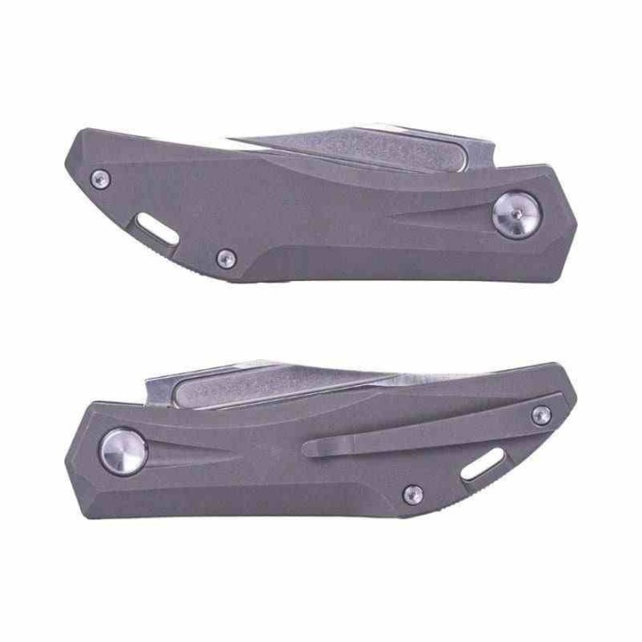 Couteau Real Steel Ventus Grey Manche Titane Lame Acier N690 Slip Joint Clip RS7041 - Livraison Gratuite
