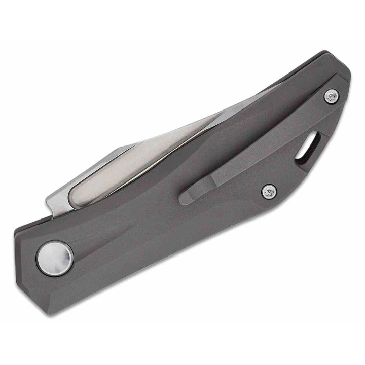 Couteau Real Steel Ventus Grey Manche Titane Lame Acier N690 Slip Joint Clip RS7041 - Livraison Gratuite