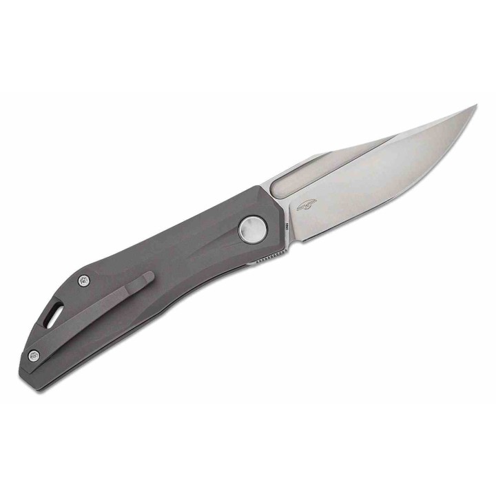 Couteau Real Steel Ventus Grey Manche Titane Lame Acier N690 Slip Joint Clip RS7041 - Livraison Gratuite