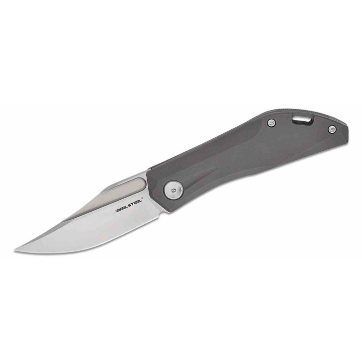 Couteau Real Steel Ventus Grey Manche Titane Lame Acier N690 Slip Joint Clip RS7041 - Livraison Gratuite