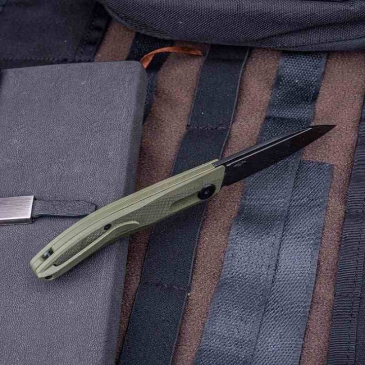Couteau Real Steel Stella Lux OD Green Manche G10 Lame Acier K110 Black Slipjoint Clip RS7041Z3 - Livraison Gratuite