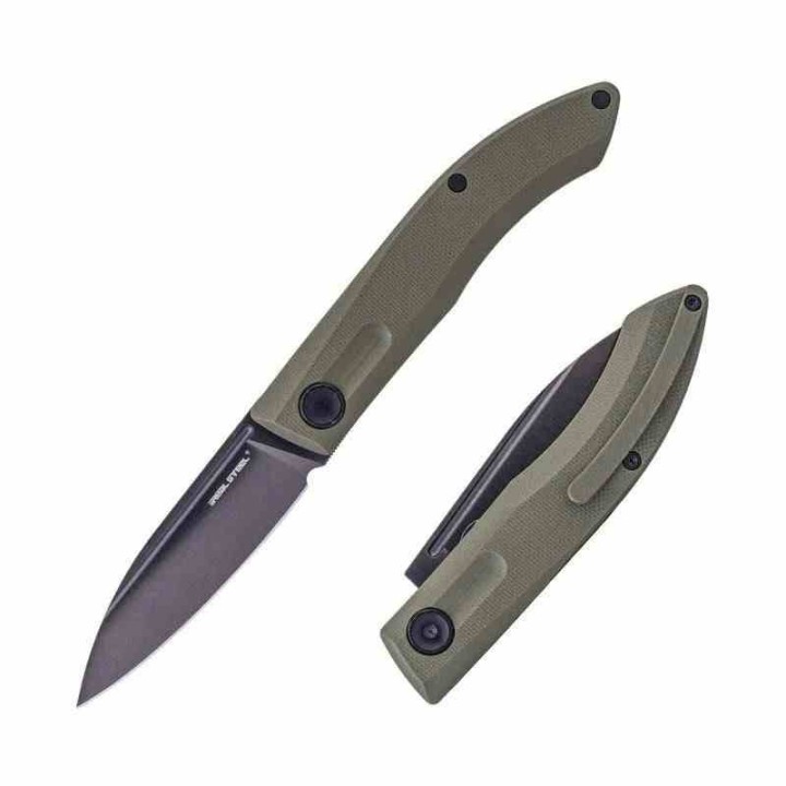 Couteau Real Steel Stella Lux OD Green Manche G10 Lame Acier K110 Black Slipjoint Clip RS7041Z3 - Livraison Gratuite