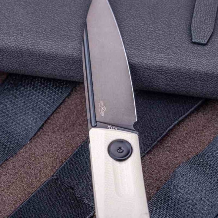 Couteau Real Steel Stella Lux White Manche G10 Lame Acier K110 Black Slipjoint Clip RS7041Z2 - Livraison Gratuite