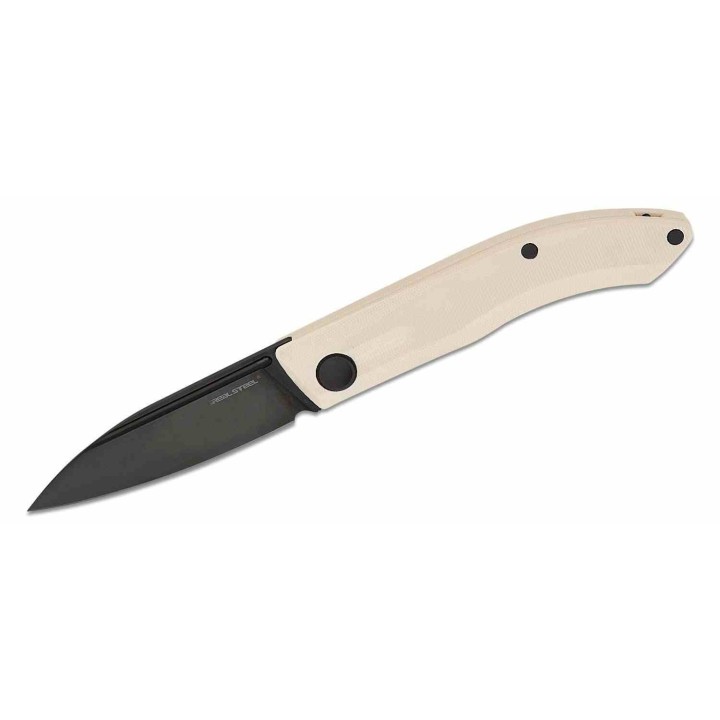 Couteau Real Steel Stella Lux White Manche G10 Lame Acier K110 Black Slipjoint Clip RS7041Z2 - Livraison Gratuite