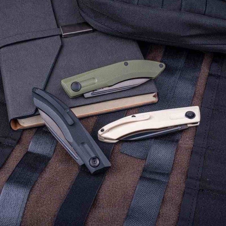 Couteau Real Steel Stella Lux Black Manche G10 Lame Acier K110 Black Slipjoint Clip RS7041Z1 - Livraison Gratuite