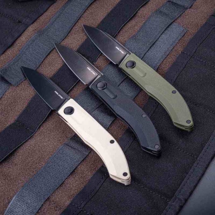 Couteau Real Steel Stella Lux Black Manche G10 Lame Acier K110 Black Slipjoint Clip RS7041Z1 - Livraison Gratuite