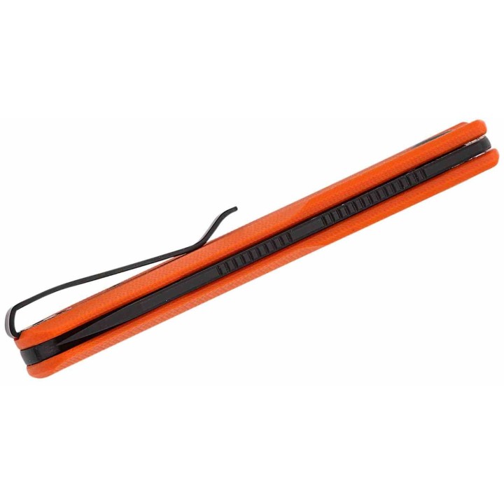 Couteau Real Steel G-Tanto Orange Manche G10 Lame Tanto Black Acier Nitro-V Slipjoint Clip RS7801OB - Livraison Gratuite