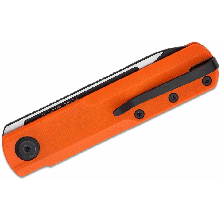 Couteau Real Steel G-Tanto Orange Manche G10 Lame Tanto Black Acier Nitro-V Slipjoint Clip RS7801OB - Livraison Gratuite