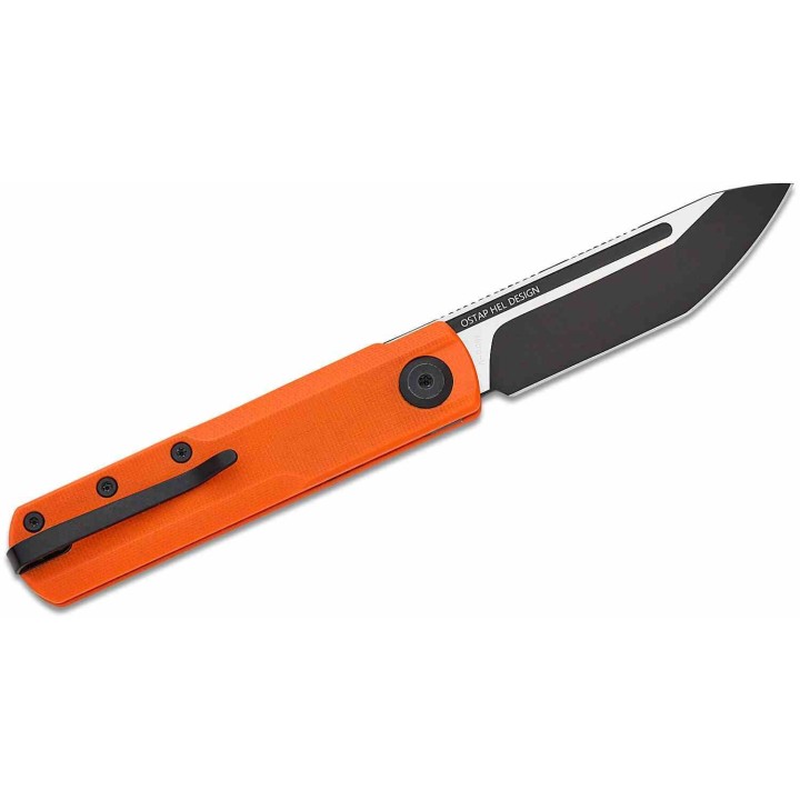 Couteau Real Steel G-Tanto Orange Manche G10 Lame Tanto Black Acier Nitro-V Slipjoint Clip RS7801OB - Livraison Gratuite
