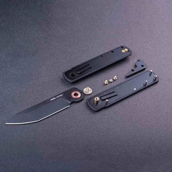 Couteau Real Steel G-Tanto Orange Manche G10 Lame Tanto Black Acier Nitro-V Slipjoint Clip RS7801OB - Livraison Gratuite