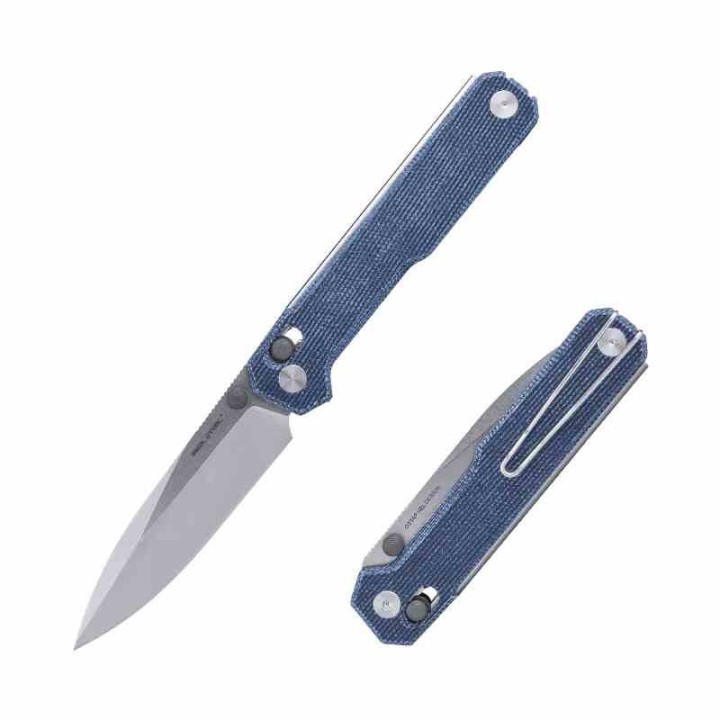 Couteau Real Steel Perix Denim Manche Micarta Lame Acier Nitro-V Crossbar Lock Clip RS7121DM - Livraison Gratuite