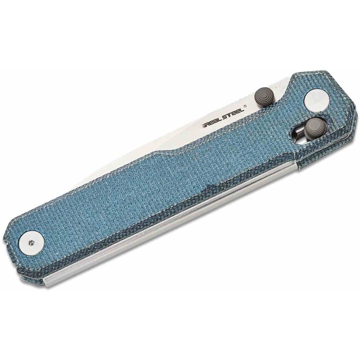 Couteau Real Steel Perix Denim Manche Micarta Lame Acier Nitro-V Crossbar Lock Clip RS7121DM - Livraison Gratuite